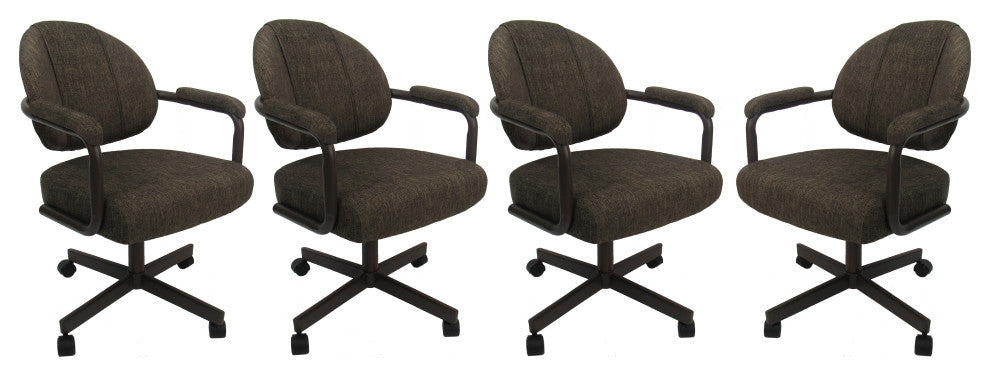 Set of 4, M-70 Swivel Tilt Dining Caster Chairs, Sanora Brown on Coffee Chairs