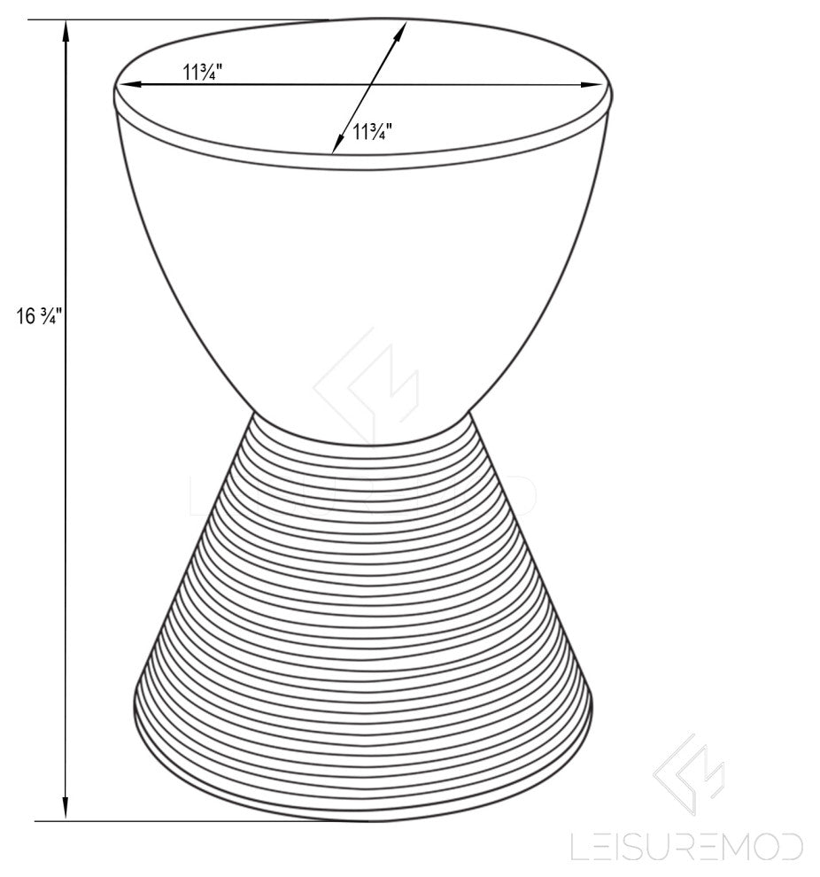 Round Side Table in ABS Plastic Ribbed Design End Table with Removable Lid, Black