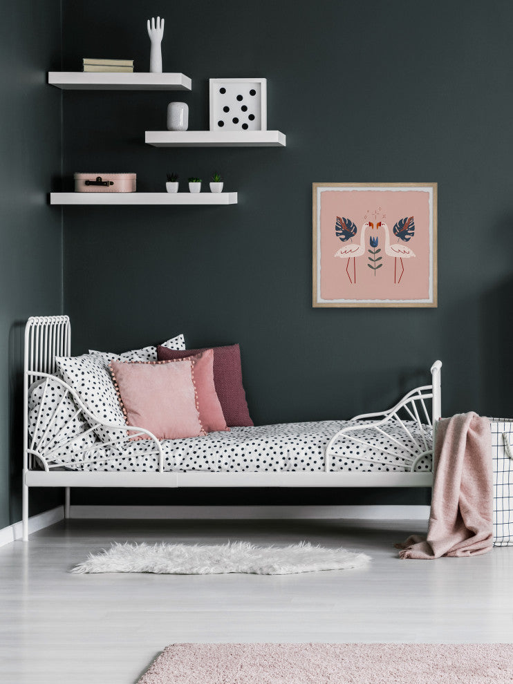 "Flamingo Pair" Framed Painting Print, 32x32