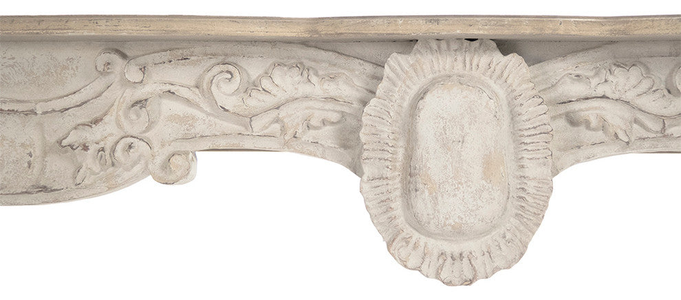 Abraham Table, Natural Top, Distressed Off-White Base