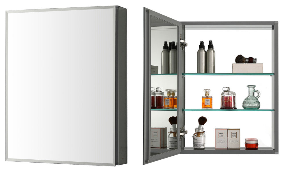 Aluminum Bathroom Medicine Cabinet, Recess Or Surface Mount, 16"œx20"