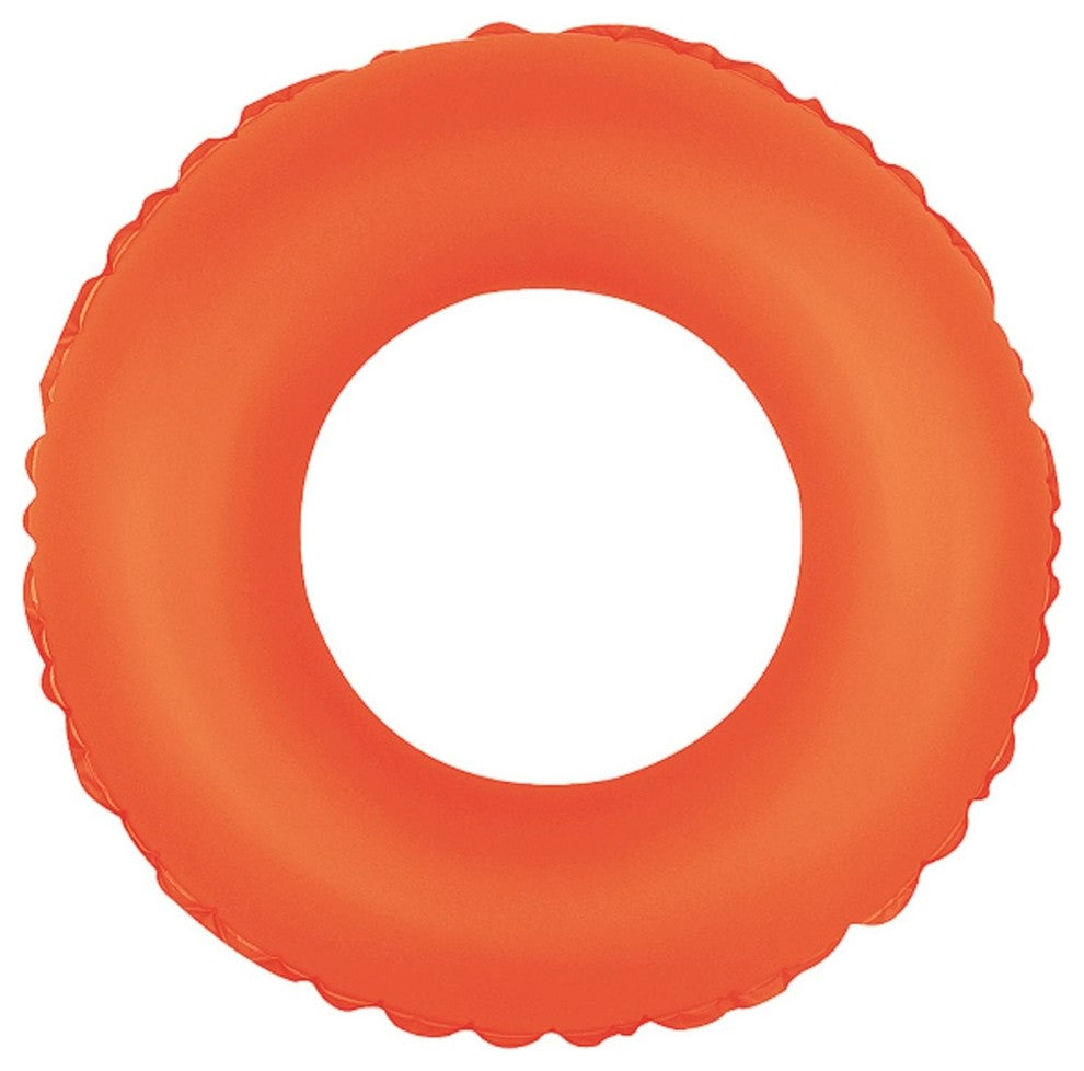 30" Classic Round Neon Orange Inflatable Swimming Pool Inner Tube Ring Float