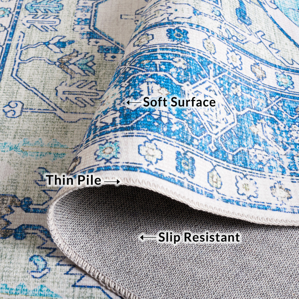 Safavieh Arizona Machine-Washable Collection ARZ105 Rug, Beige/Blue, 9'x12'