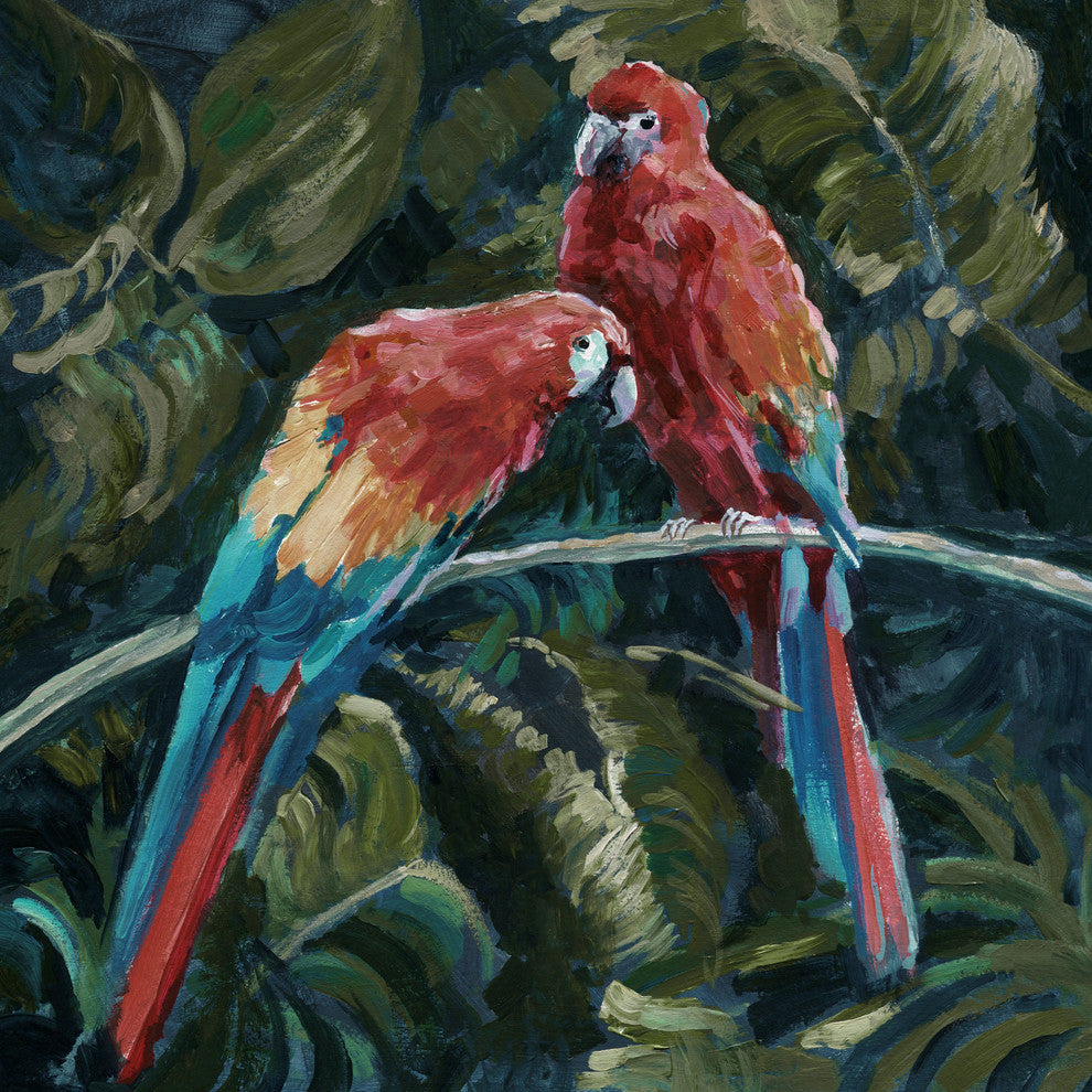"Cuddling Cockatoo" Painting Print on Wrapped Canvas, 24"x24"