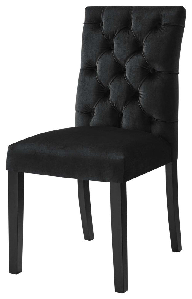 Side Dining Chair, Set of 2, Black, Velvet, Modern, Cafe Bistro Hospitality