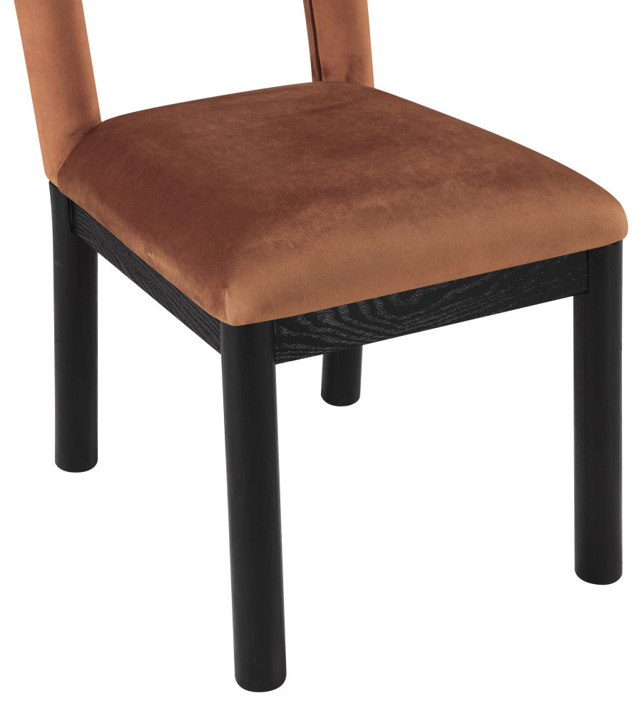 Conrad Upholstered Dining Chair, Cognac, Velvet, Black Finish