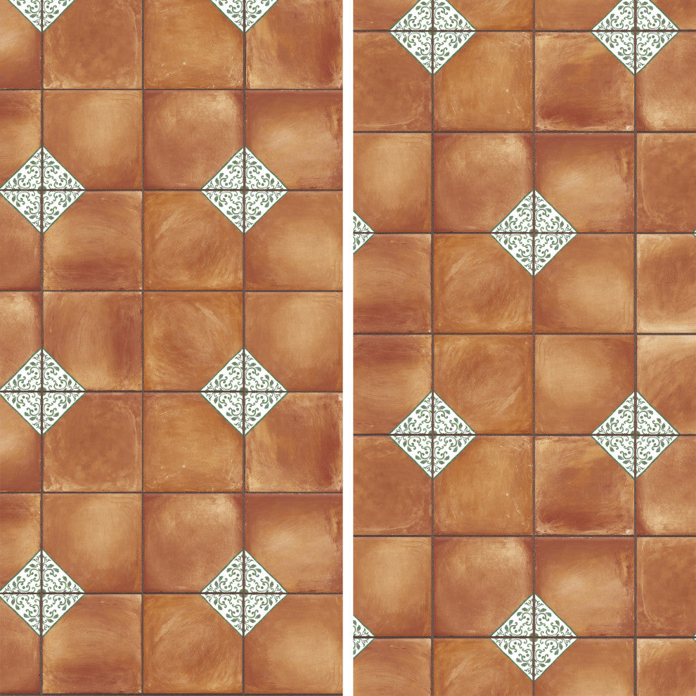 Sentier des Ocres Deco Green Porcelain Floor and Wall Tile