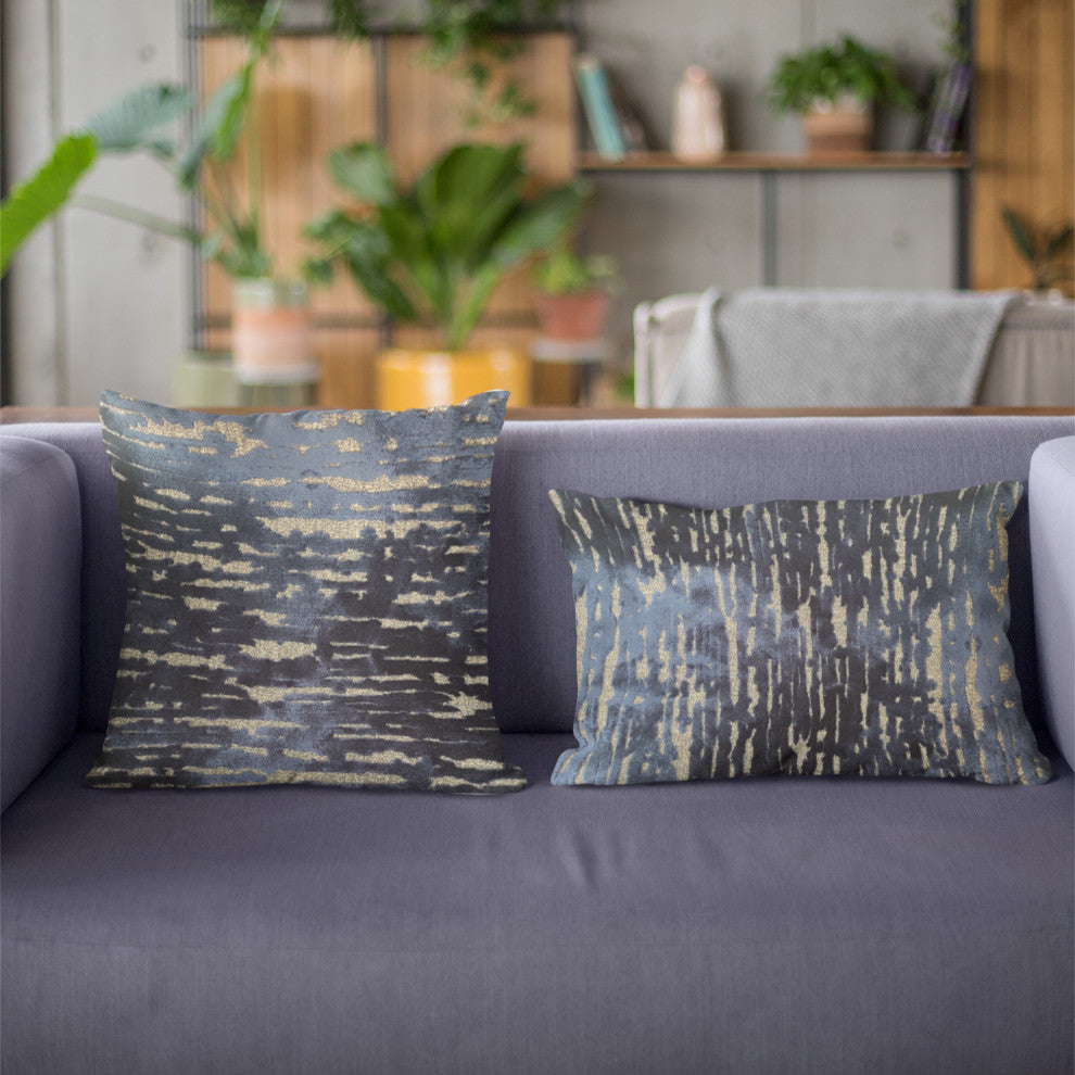 Plutus Indigo Rivulet Blue Solid Luxury Outdoor/Indoor Throw Pillow, Double Sided  22" X 22"