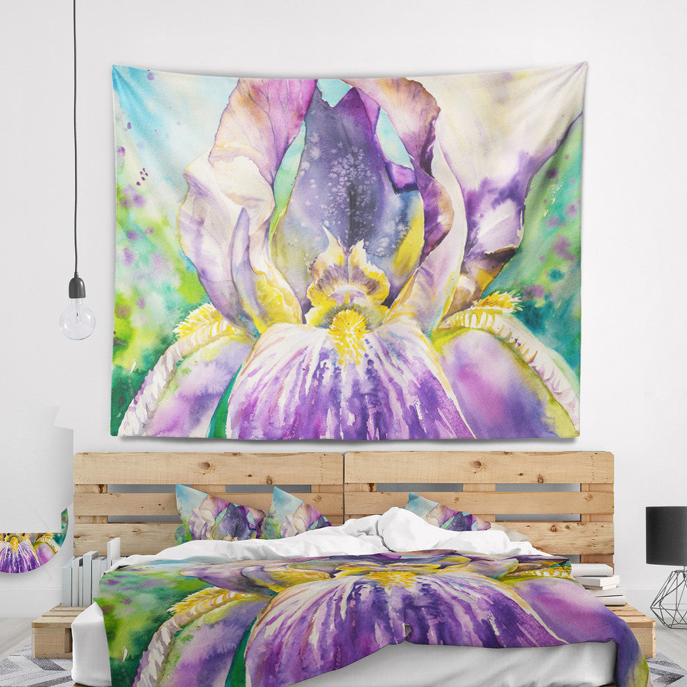 Iris Flower Close up Floral Wall Tapestry, 39"x32"