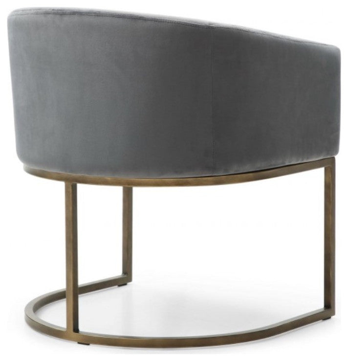 Modrest Elisa Modern Gray Velvet and Brass Dining Chair