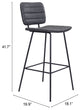 Bar Stool Chair Barstool, Set of 2, Faux Vinyl Leather, Steel, Vintage Black
