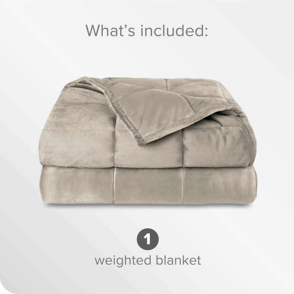 Weighted Blanket, Minky Fleece Taupe, 60"x80", 17lb