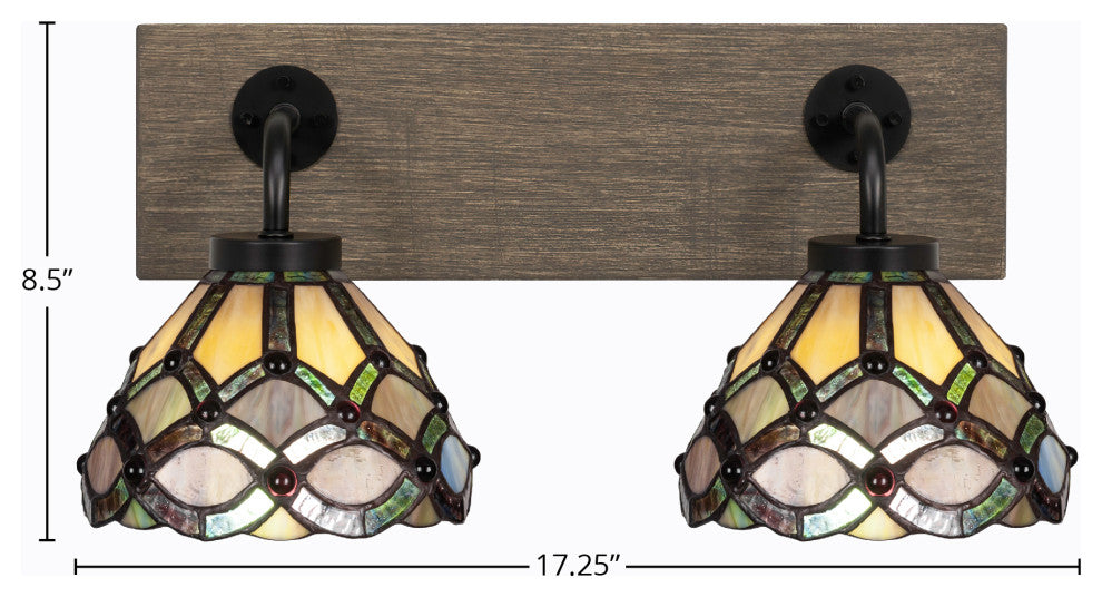 Oxbridge, Bath Bar, Matte Black & Painted Distressed Metal, 7" Grand Merlot Art