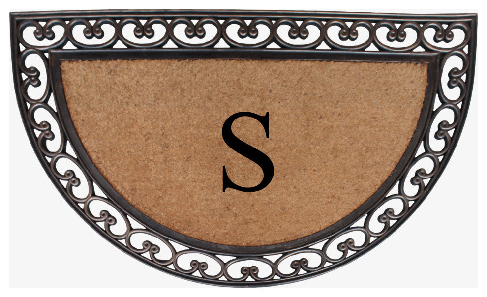 A1HC Natural Coir Monogrammed Door Mat For Front Door, 30"x48", S