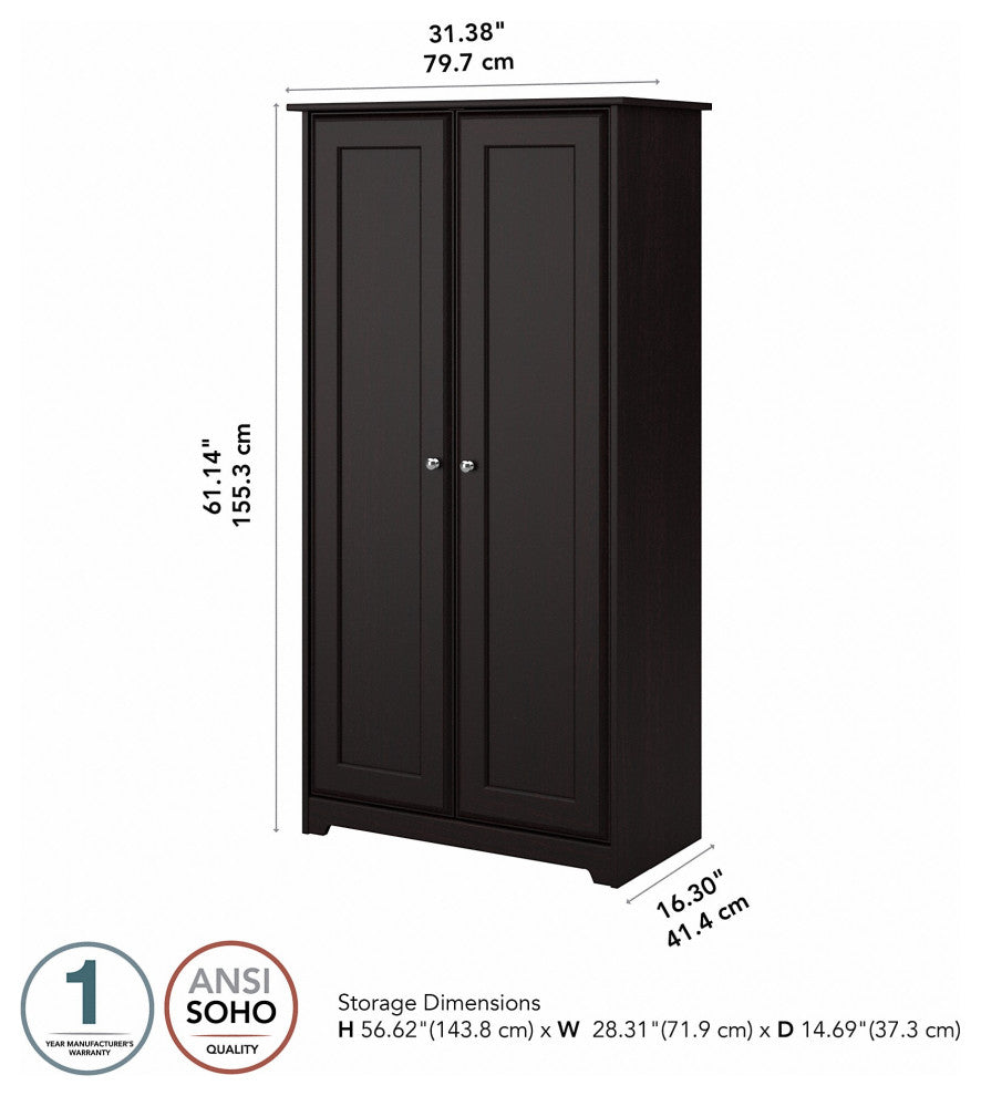 Cabot Tall Storage Cabinet With Doors, Espresso Oak
