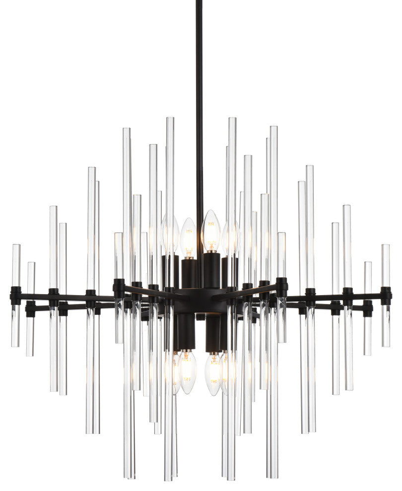 Samuel 27" Crystal Rod Pendant, Black