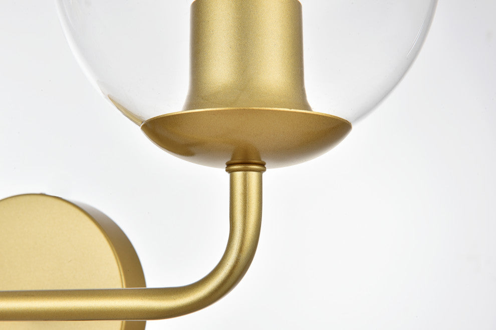 2 Light Brass And Clear Bath Sconce