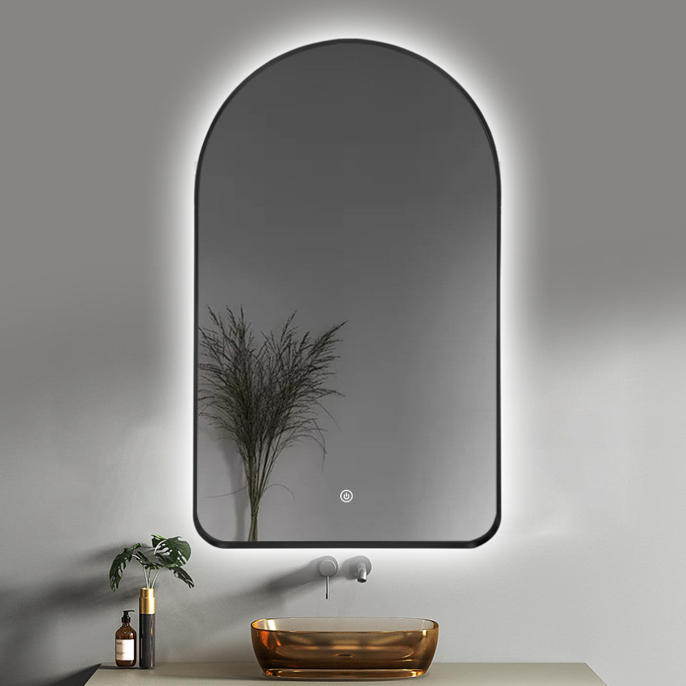 Rita 23.6 in. x 39.5 in. LED Metal Framed Bath Vanity Mirror, Black