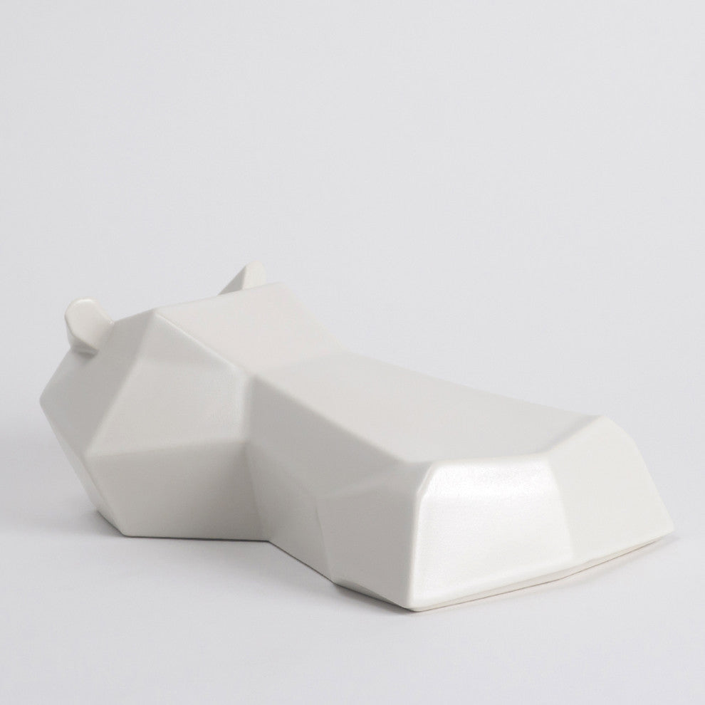 Hamilton the Hippo, Charcoal Ceramic, White