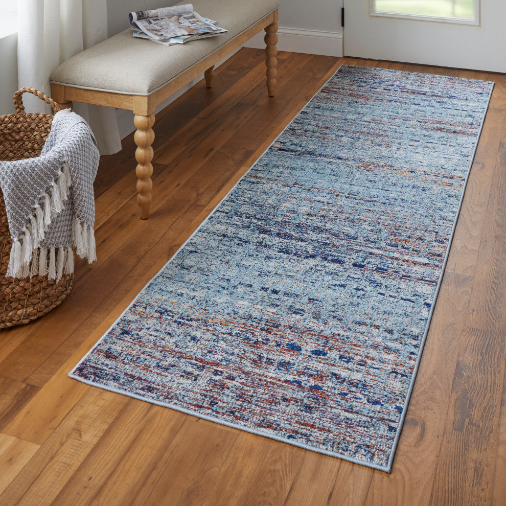 Weave & Wander Adelmo Abstract Contemporary Rug, Blue/Multi, 2'8"x10'