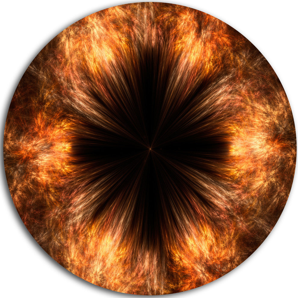 Fractal Black Brown Flower, Abstract Floral Disc Metal Wall Art, 23"