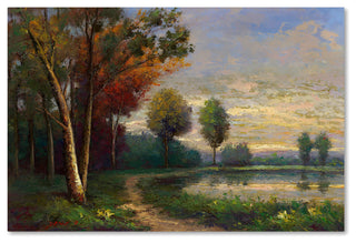Daniel Moises 'Landscape with a Lake' Canvas Art, 22"x32"