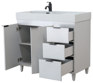39" Single Sink Vanity, French Gray With Light Gray Composite Granite Top