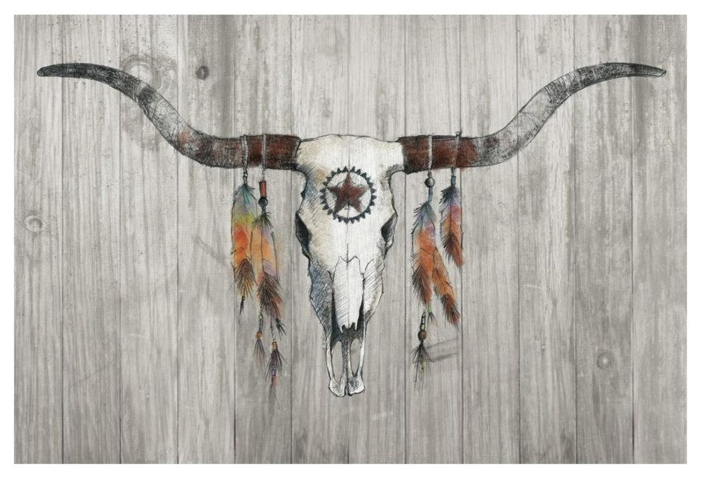 "Longhorn on Wood" Digital Paper Print by Avery Tillmon, 26"x18"