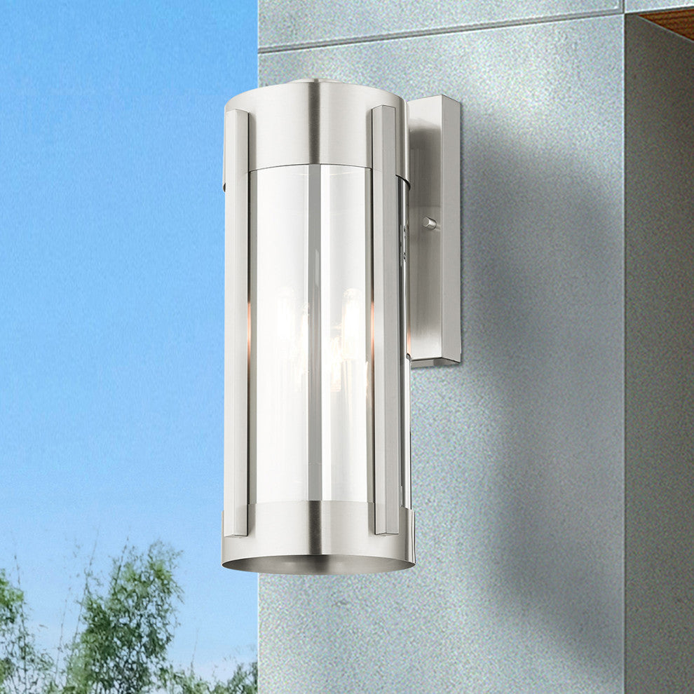 Livex Lighting Sheridan 3 Light Brushed Nickel Large Outdoor Wall Lantern