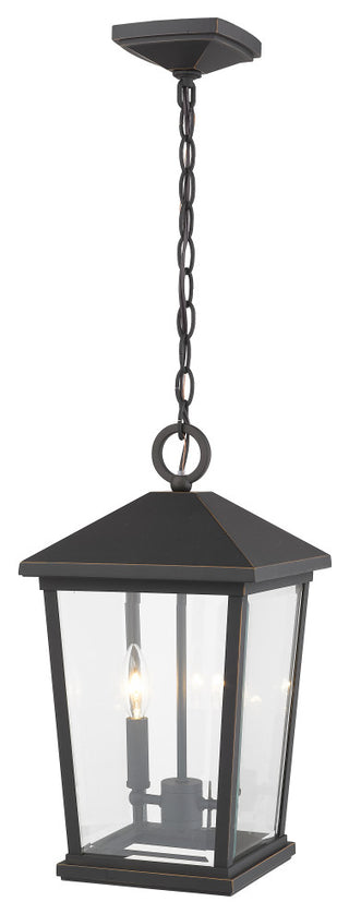 Zlite 568CHB-ORB 2-Light Outdoor Chain Mount Ceiling Fixture, Clear Beveled