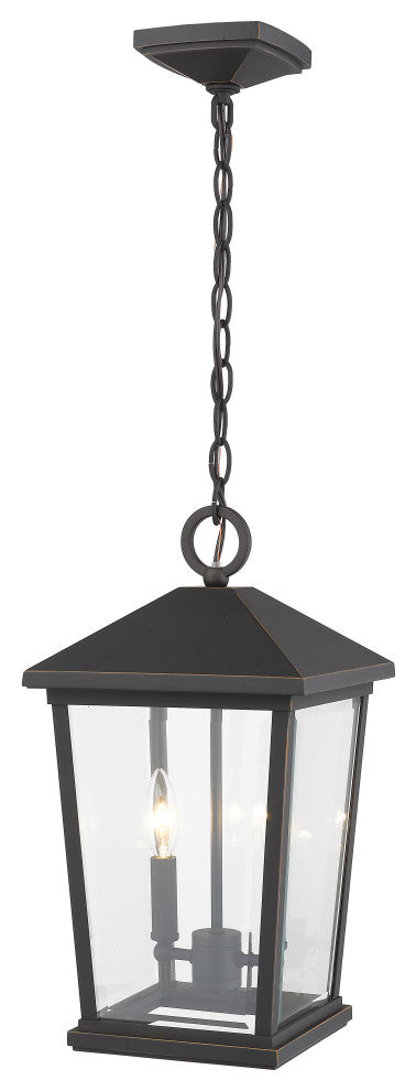 Zlite 568CHB-ORB 2-Light Outdoor Chain Mount Ceiling Fixture, Clear Beveled