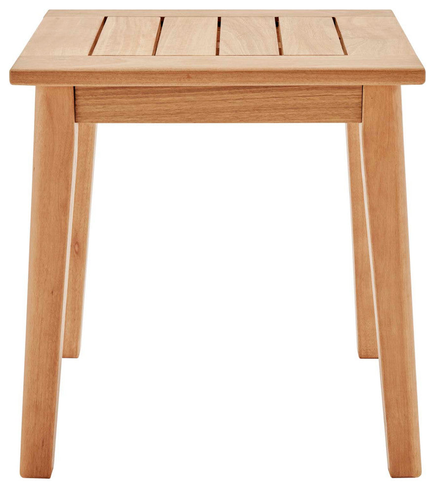 Lounge Side Table, Square, Wood, Brown Natural, Modern, Outdoor Patio Bistro