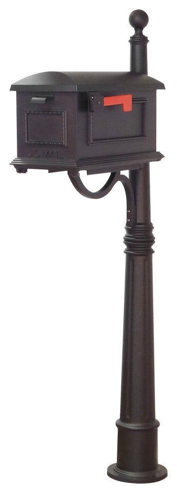 Traditional Curbside Mailbox With Ashland Mailbox Post Unit, Black