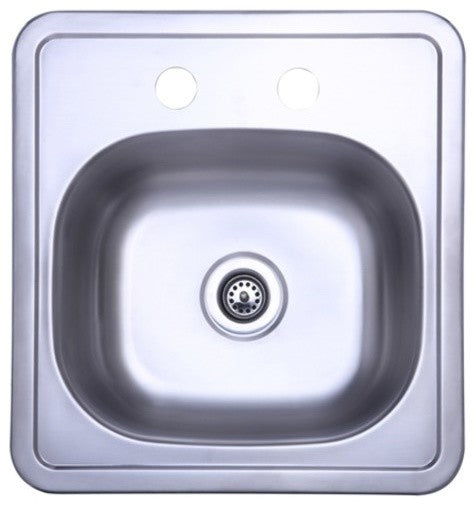 Kingston Brass GKTS1515 22 Gauge Drop In Single Basin Stainless - Brushed