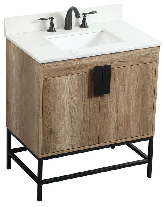 Home Living 19" Modern Natural Oak-Light Bathroom Vanity