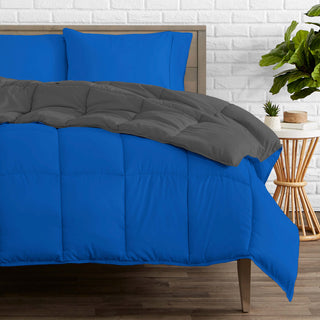 Bare Home Reversible Bed-in-a-Bag, Medium Blue/Gray, Medium Blue, Twin Xl