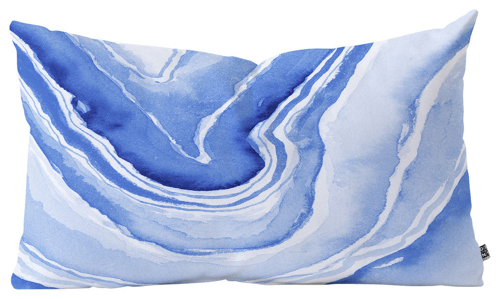 Laura Trevey Blue Lace Agate Oblong Throw Pillow