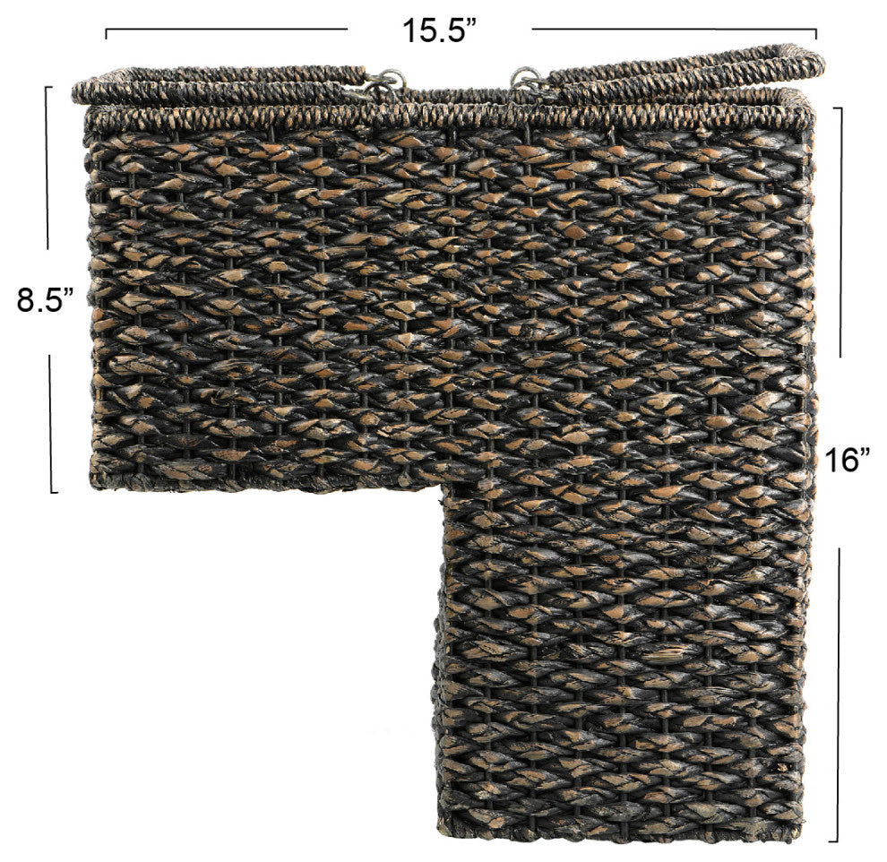 Woven/Bangkuan Stair Basket With Handles, Black