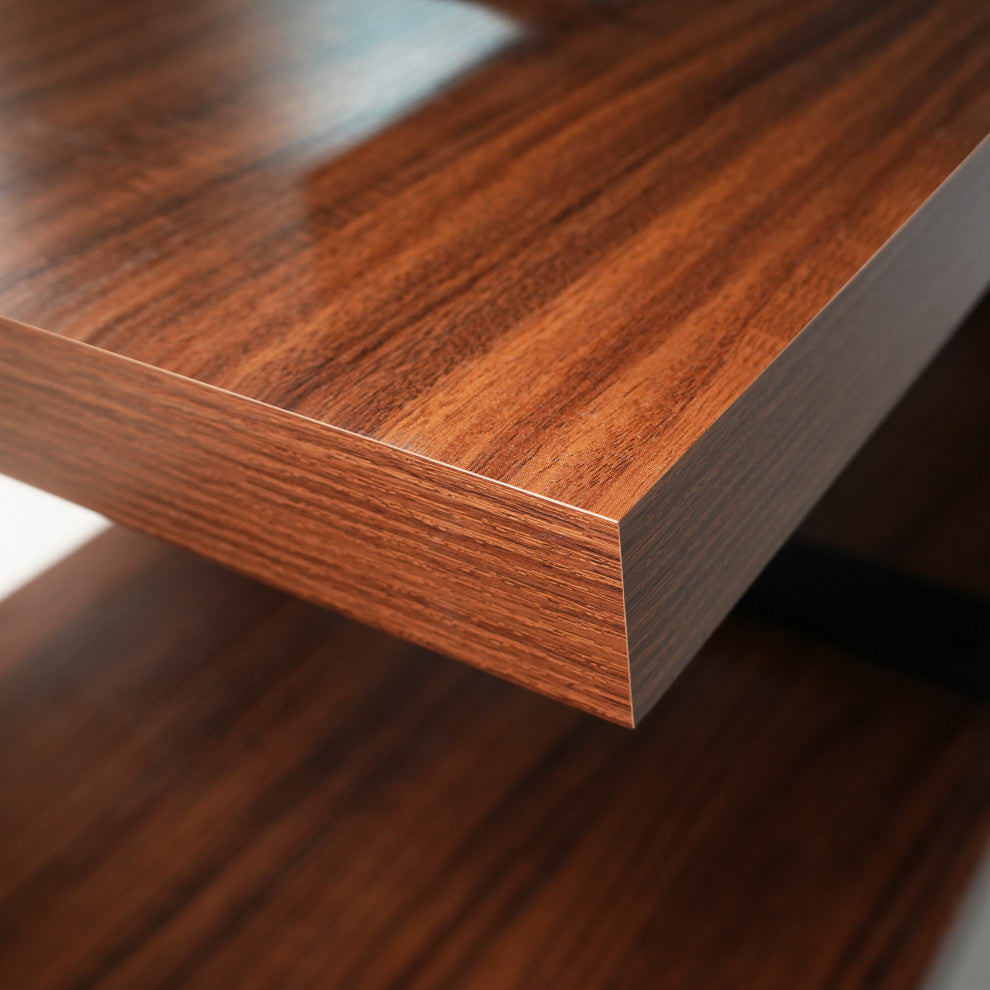 Orford Modern Open Concept Minimalist TV Stand with Iron Legs, Walnut