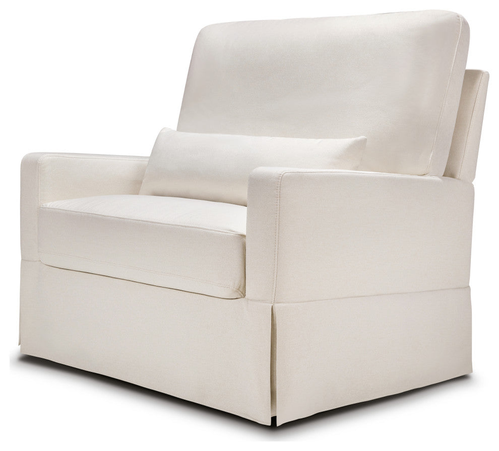 Crawford Pillowback Chair and a Half Comfort Swivel Glider, Performance Cream Eco-Weave