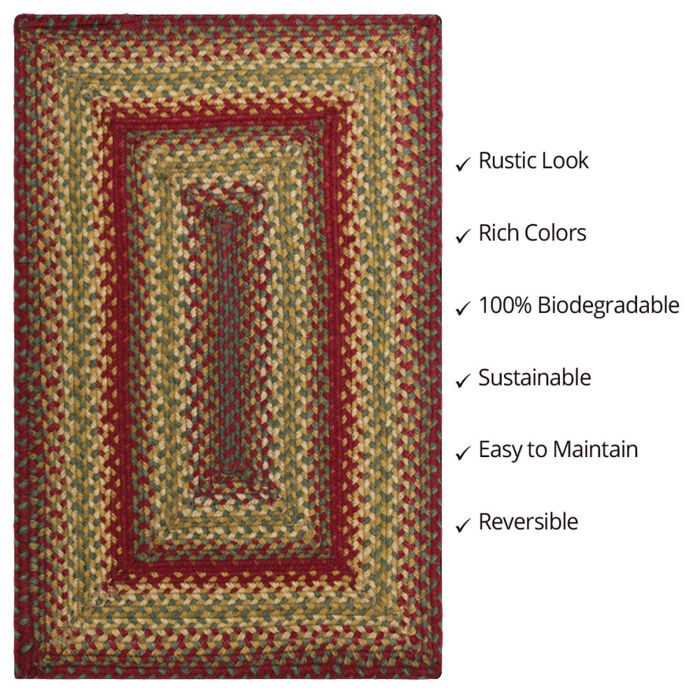 Homespice Decor Cider Barn Jute Braided Rug 20"x30" Rectangular