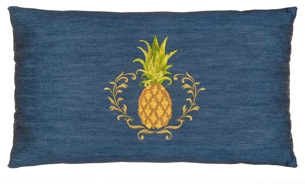 Linum Home Textiles Welcome Denim Decorative Pillow Cover, Denim Blue, Lumbar