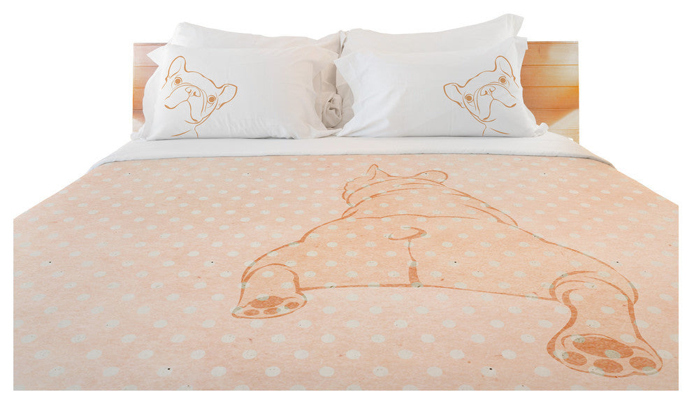 Lazy Dog, Pink Lightweight Full Queen Duvet Cover