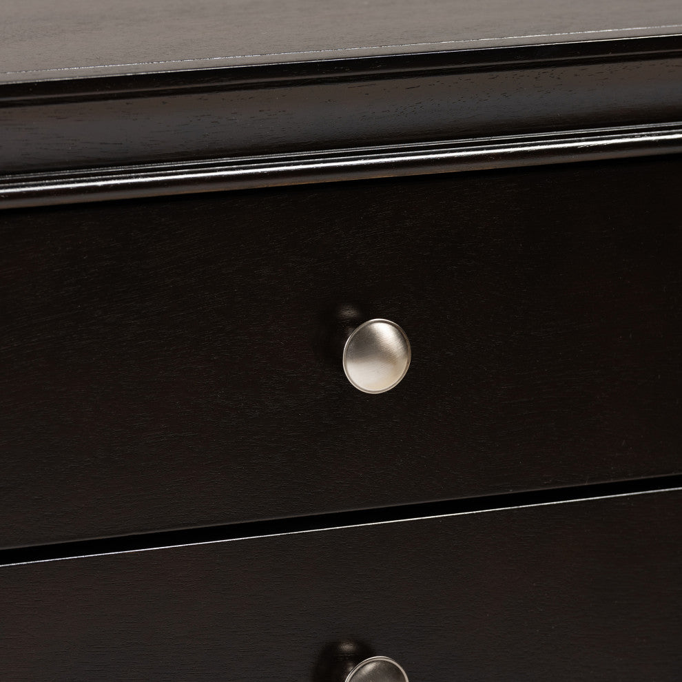 Gerald 3-Drawer Wood Nightstand, Dark Brown