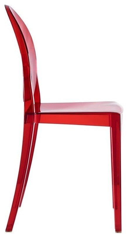Modern Contemporary Dining Chairs Set of 4, Red, Plastic