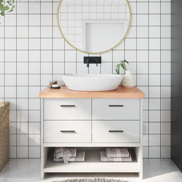 vidaXL Bathroom Countertop Live Edge Vanity Top Light Brown Treated Solid Wood