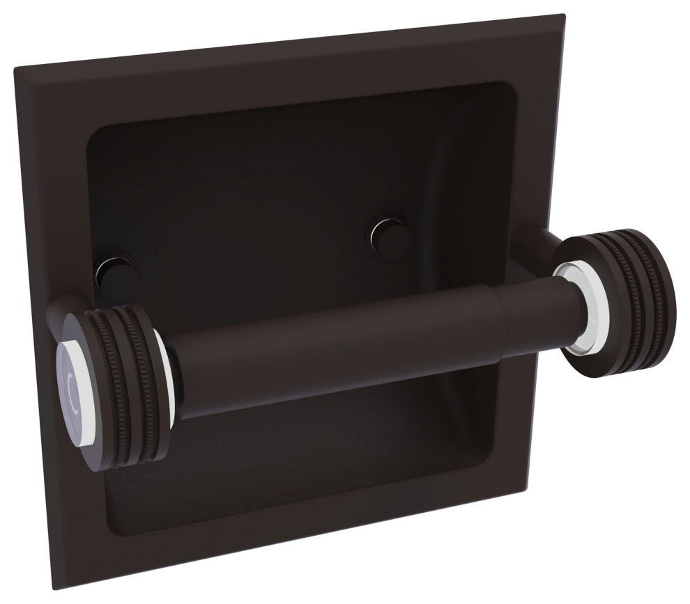 Clearview Recessed Toilet Paper Holder with Dotted Accents, Oil Rubbed Bronze
