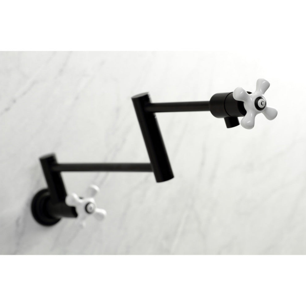 Kingston Brass KS4100PX Metropolitan Wall Mount Pot Filler, Matte Black