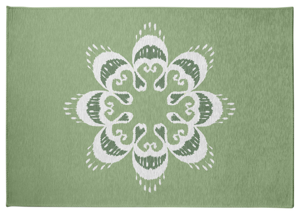 Ikat Mandala Chenille Rug, Sage Green, 5'x7'