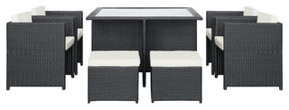 Modern Contemporary 9-Piece Set Outdoor Patio Dining Set, White Plastic